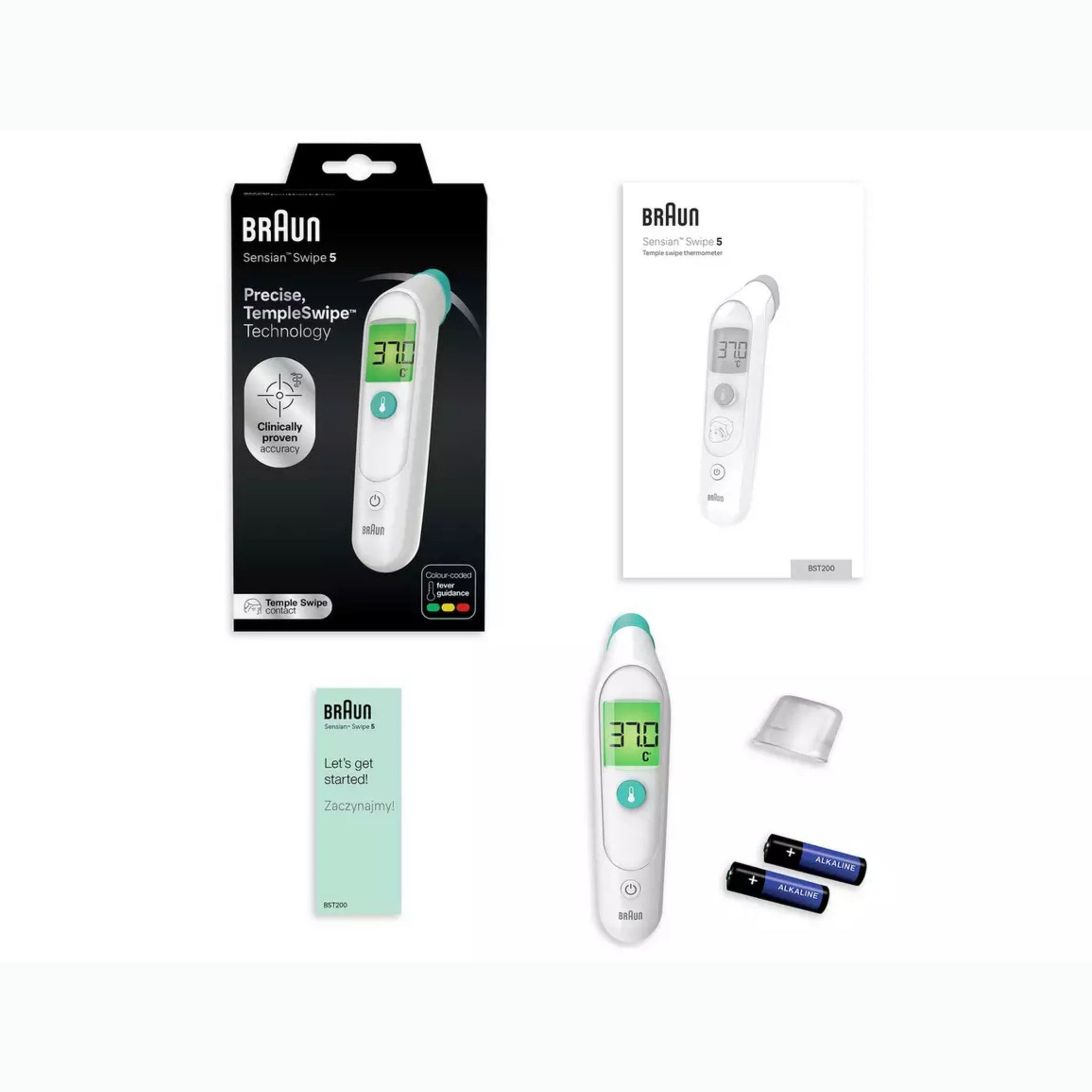 Braun Sensian Swipe 5 Temple Thermometer | TempleSwipe Technology | Color-Coded Digital Display | Baby & Child Friendly | Results in 3 Seconds | Brand #1 in Doctors(1)