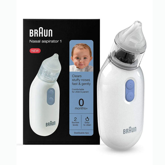 Braun Electric Nasal Aspirator BN100EU, Quiet & Gentle Relief from Congestion for Babies 0M+, Dishwasher-Safe Parts - Blue