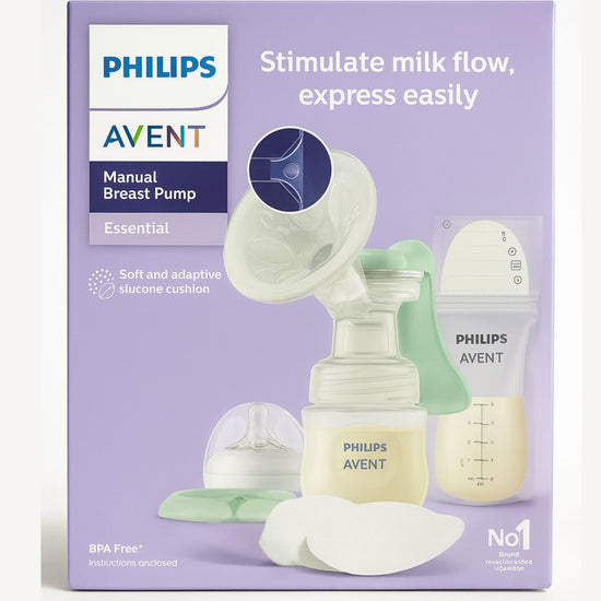 Philips Avent Manual Breast Pump SCD417/20 | Comfort Breast Pump with Bottle, Nipple, Milk Storage Bags & Disposable Breast Pads | Gentle & BPA-Free