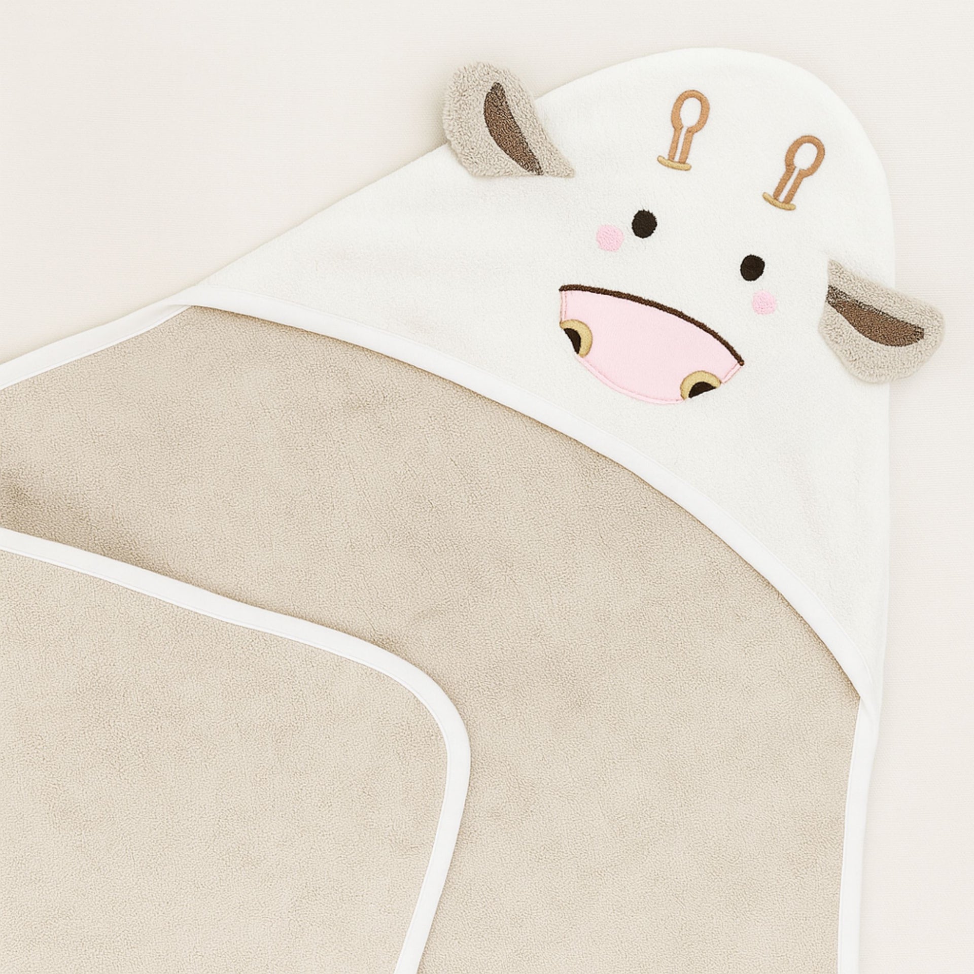 Smile Baby Soft Hooded Baby Towel | Animal Cow Face Design | 0–12 Months | Ultra-Absorbent Cotton | Newborn Bath Wrap