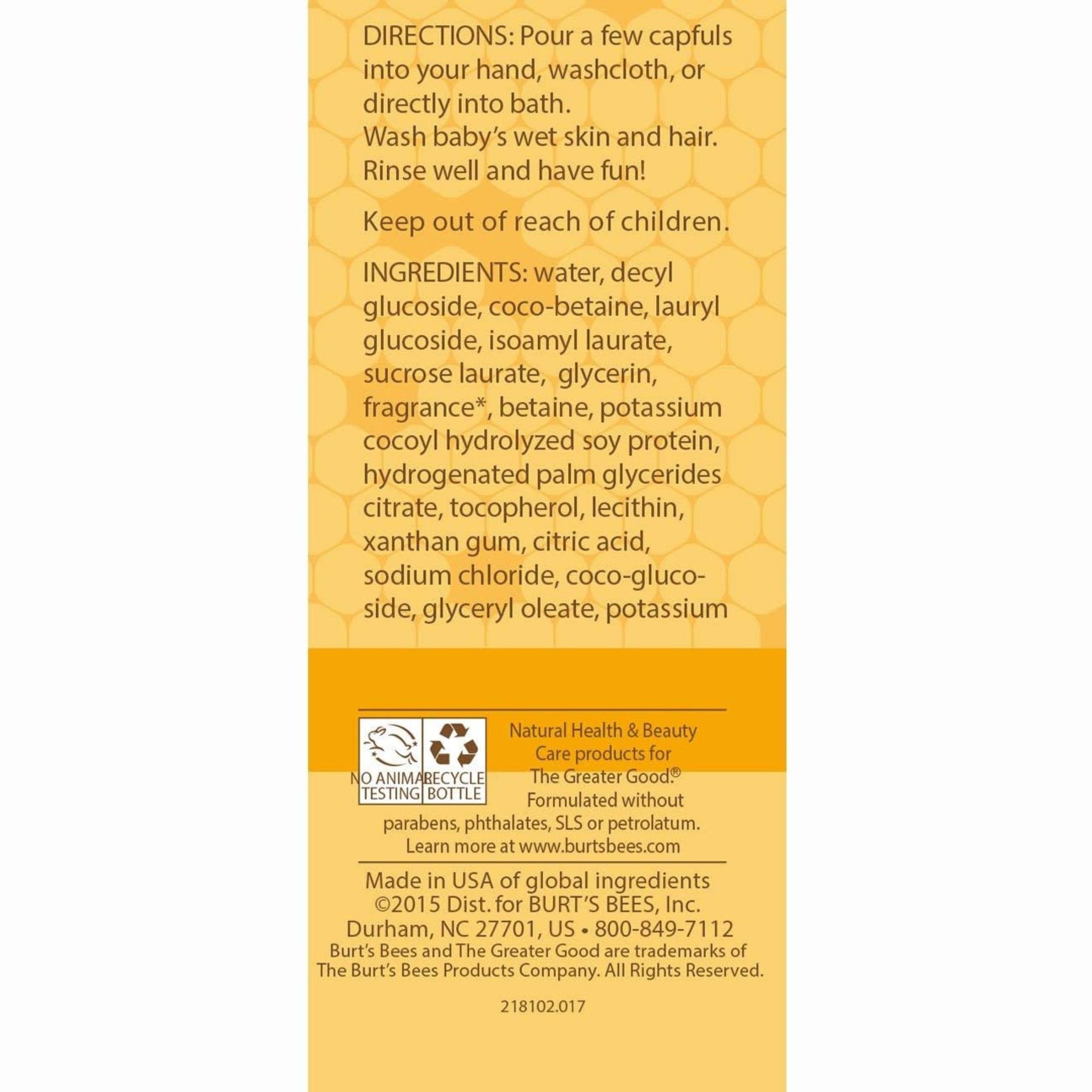 Burt's Bees Baby Shampoo & Wash, Original  | Tear Free Baby Soap in gel form | for All Type of Hair -350g Bottle