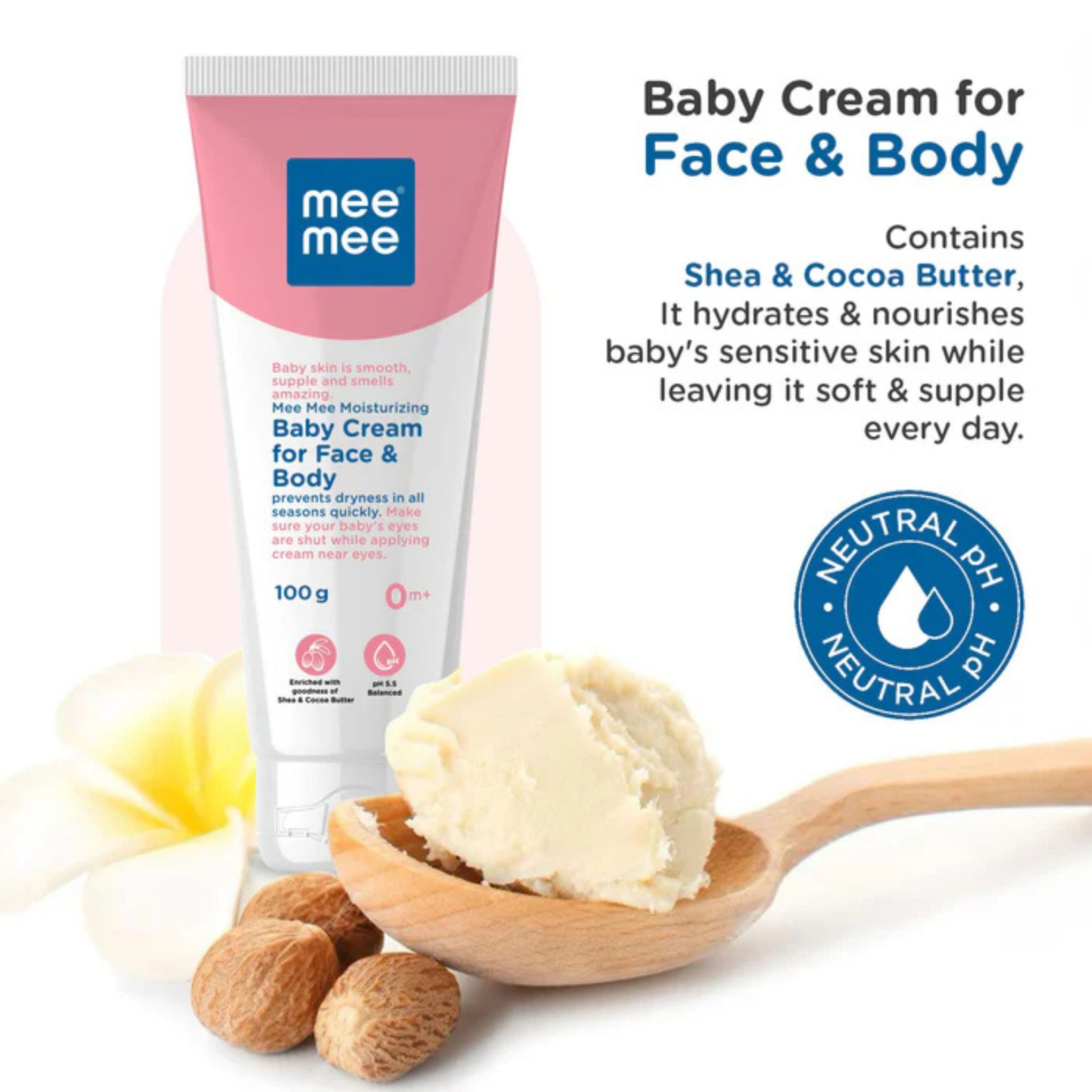 Mee Mee Moisturizing Baby Cream for Face & Body - 100g | Deep Nourishment & Hydration