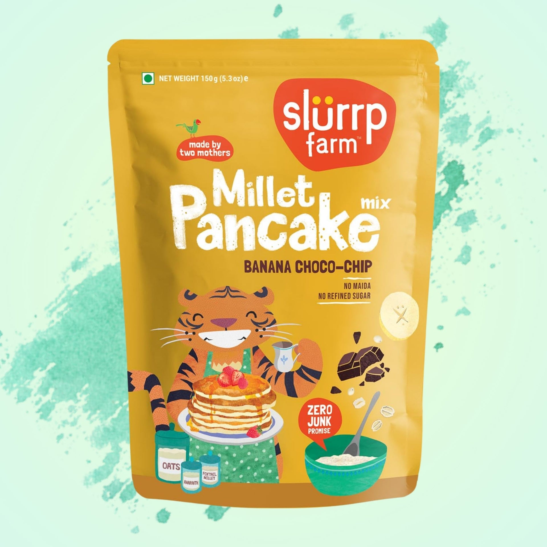 Slurrp Farm Breakfast Millet Pancake Mix Available In Different Types | BANAN CHOCO CHIP , CLASSIC , CHOCOLATE , BLUEBERRY | 150G