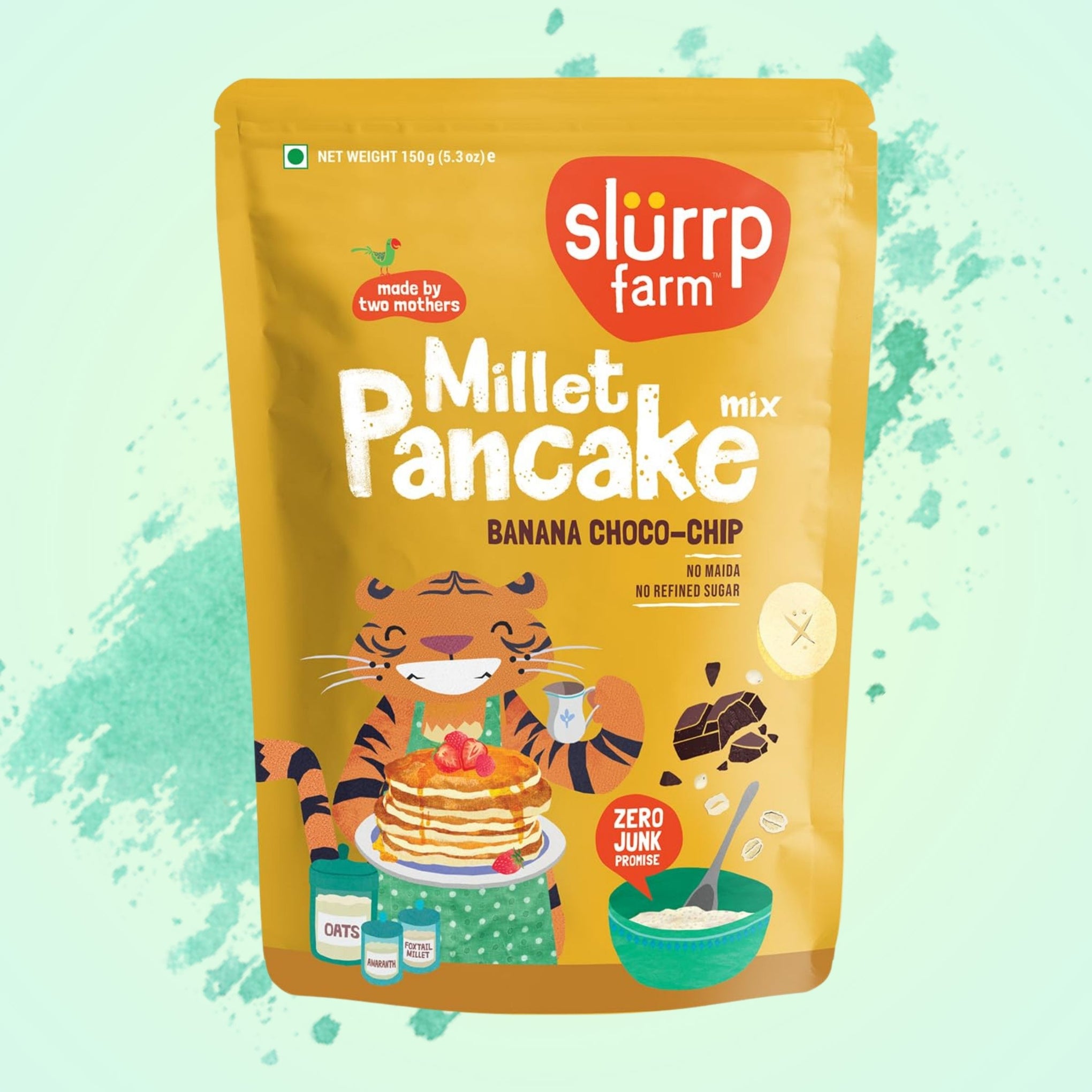 Slurrp Farm Breakfast Millet Pancake Mix Available In Different Types | BANAN CHOCO CHIP , CLASSIC , CHOCOLATE , BLUEBERRY | 150G