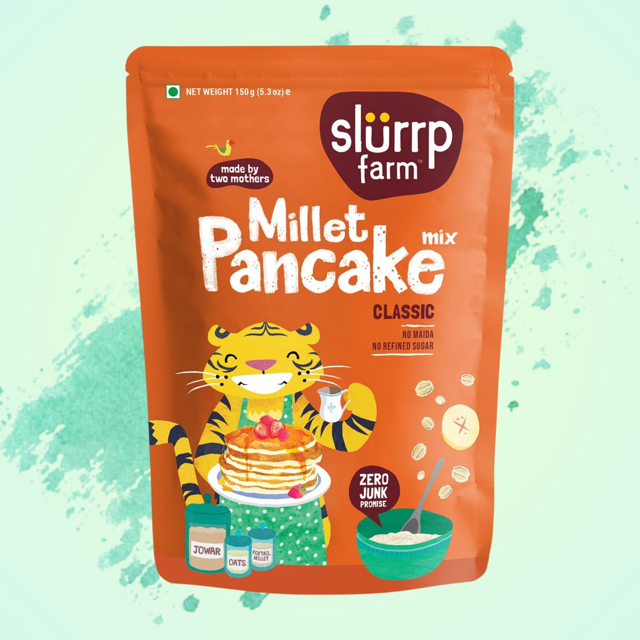 Slurrp Farm Breakfast Millet Pancake Mix Available In Different Types | BANAN CHOCO CHIP , CLASSIC , CHOCOLATE , BLUEBERRY | 150G