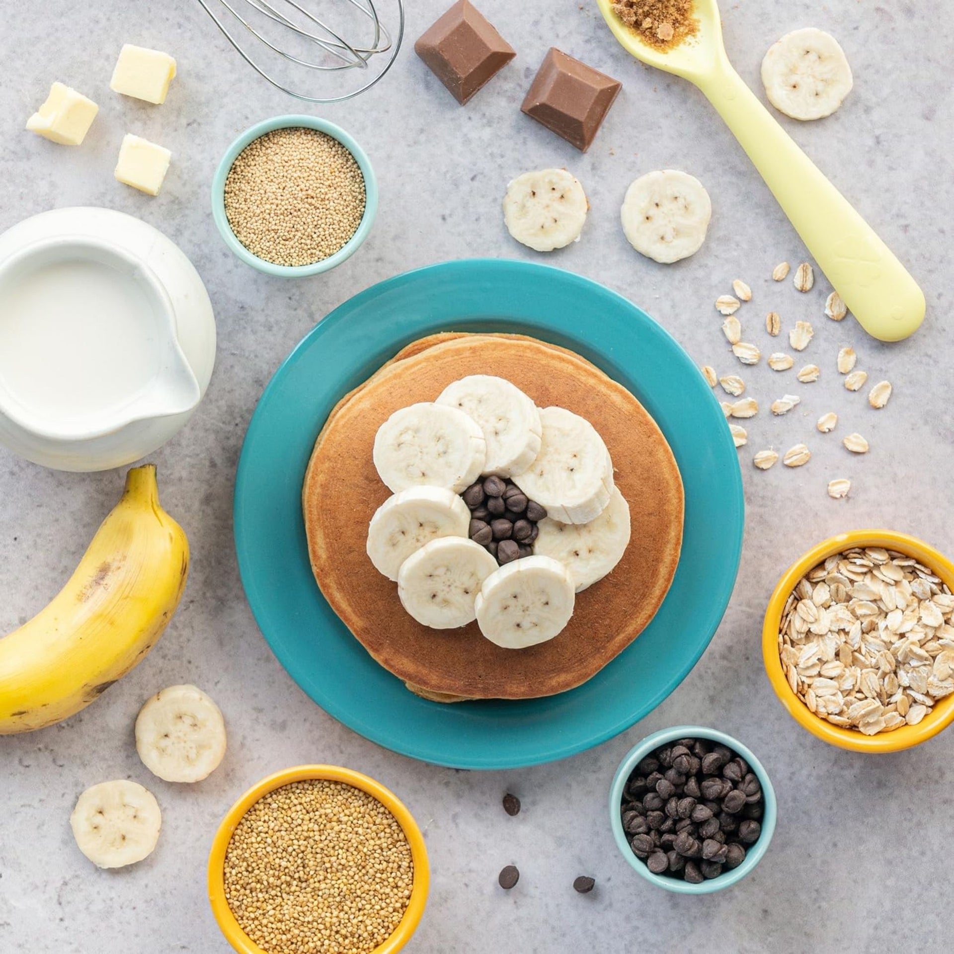 Slurrp Farm Breakfast Millet Pancake Mix Available In Different Types | BANAN CHOCO CHIP , CLASSIC , CHOCOLATE , BLUEBERRY | 150G