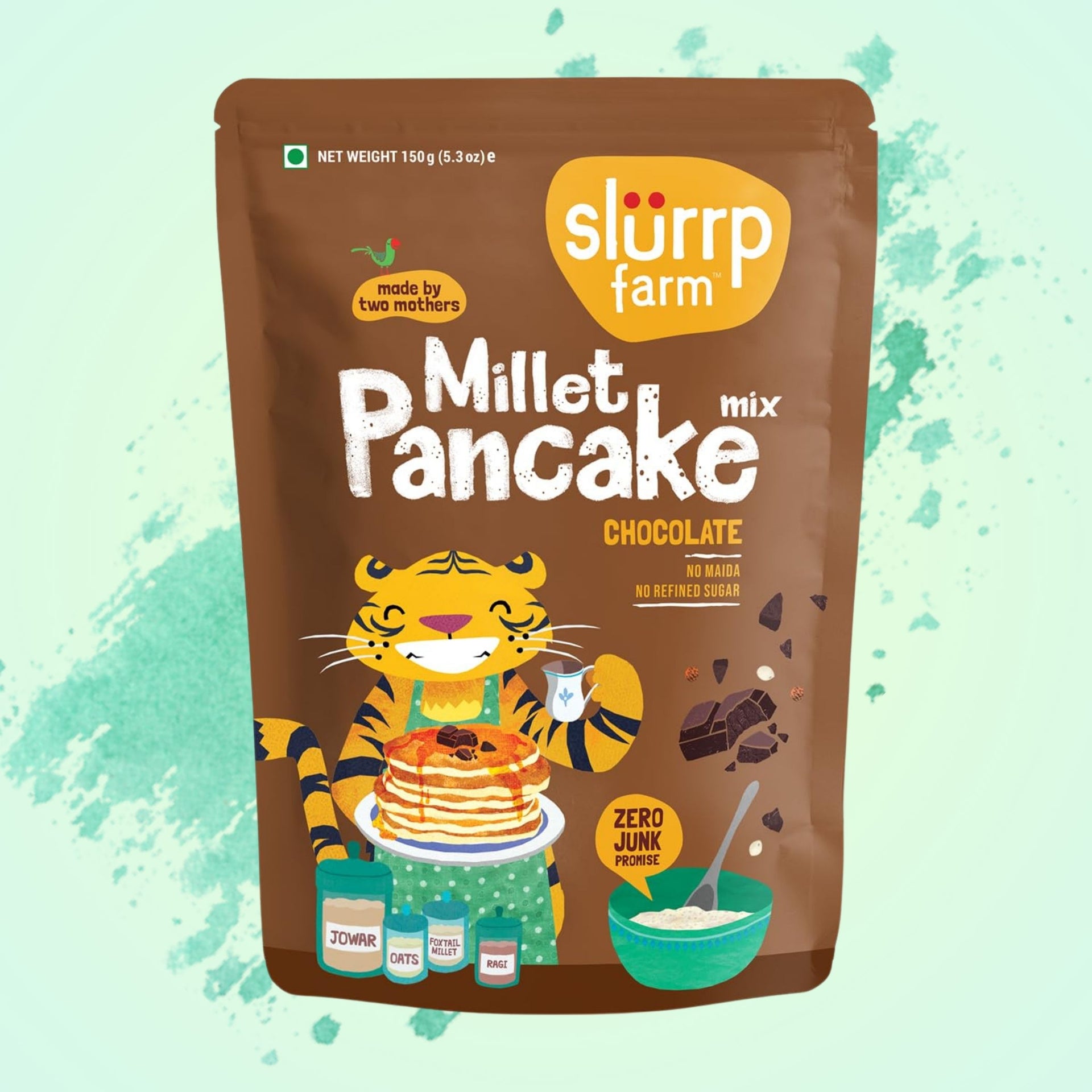 Slurrp Farm Breakfast Millet Pancake Mix Available In Different Types | BANAN CHOCO CHIP , CLASSIC , CHOCOLATE , BLUEBERRY | 150G