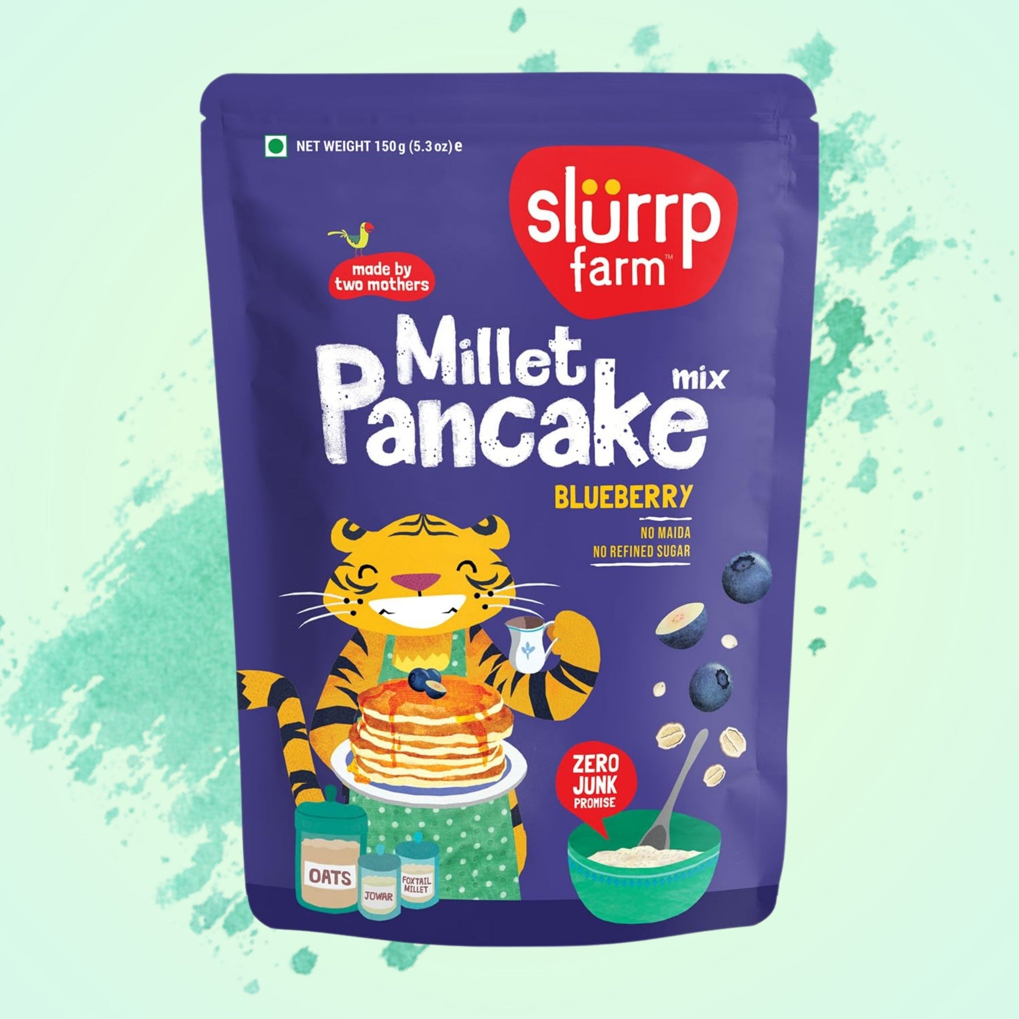 Slurrp Farm Breakfast Millet Pancake Mix Available In Different Types | BANAN CHOCO CHIP , CLASSIC , CHOCOLATE , BLUEBERRY | 150G