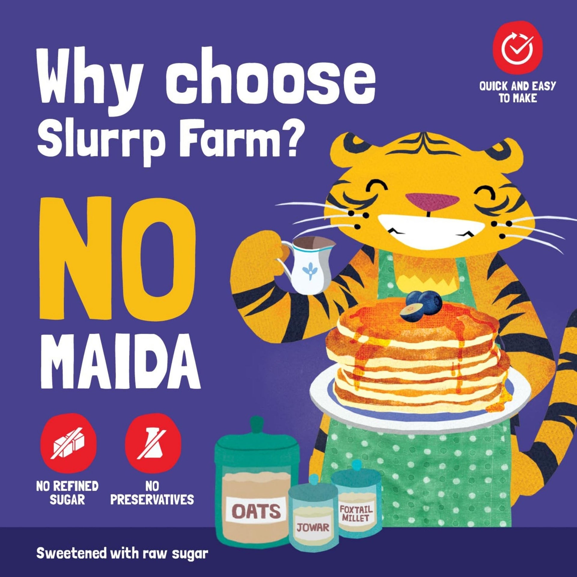 Slurrp Farm Breakfast Millet Pancake Mix Available In Different Types | BANAN CHOCO CHIP , CLASSIC , CHOCOLATE , BLUEBERRY | 150G