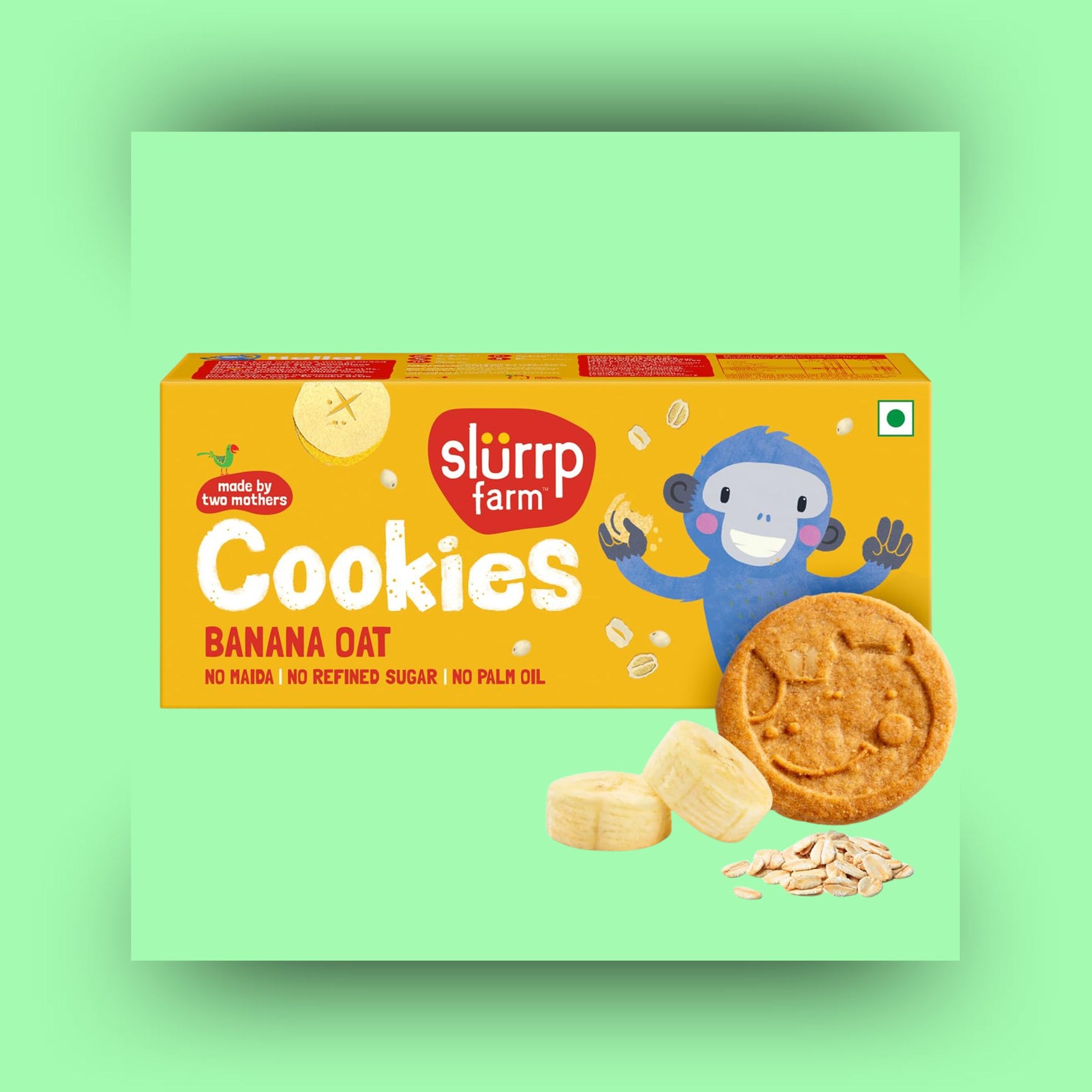 Slurrp Farm No Maida No Refined Sugar Banana Oat Cookies | Healthy Cookies Made With Multigrains | 88g