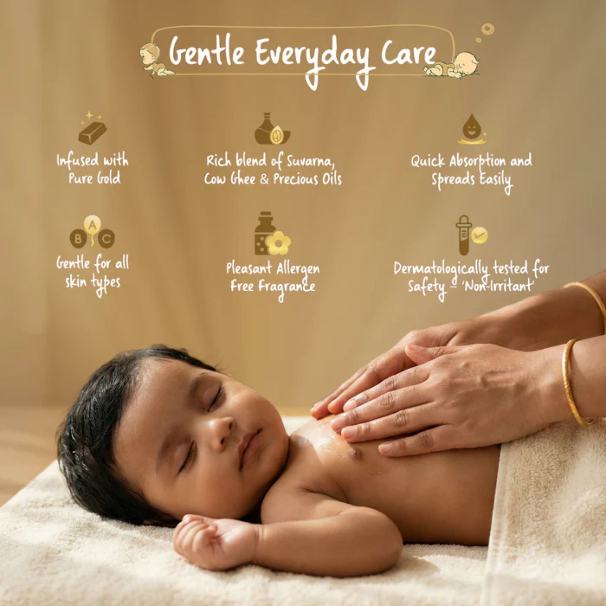 VASU Suvarna Malish Tailam Ayurvedic Baby Massage Oil | Enriched with Pure Gold, Cow Ghee & Precious Oils | Gentle Daily Baby Care | Dermatologically Tested | 200ml