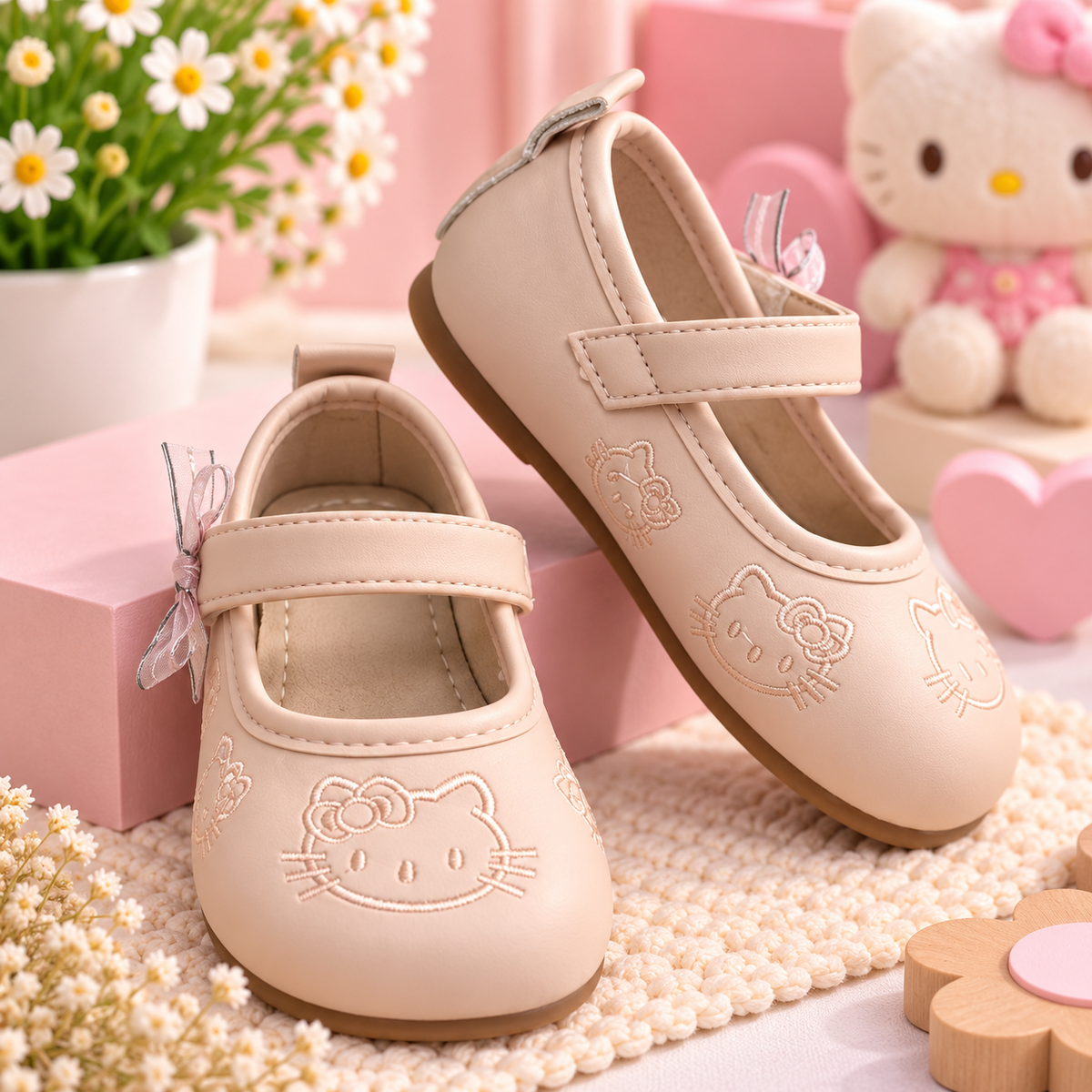 SMILE BABY pink kitty Mary Jane shoes product view