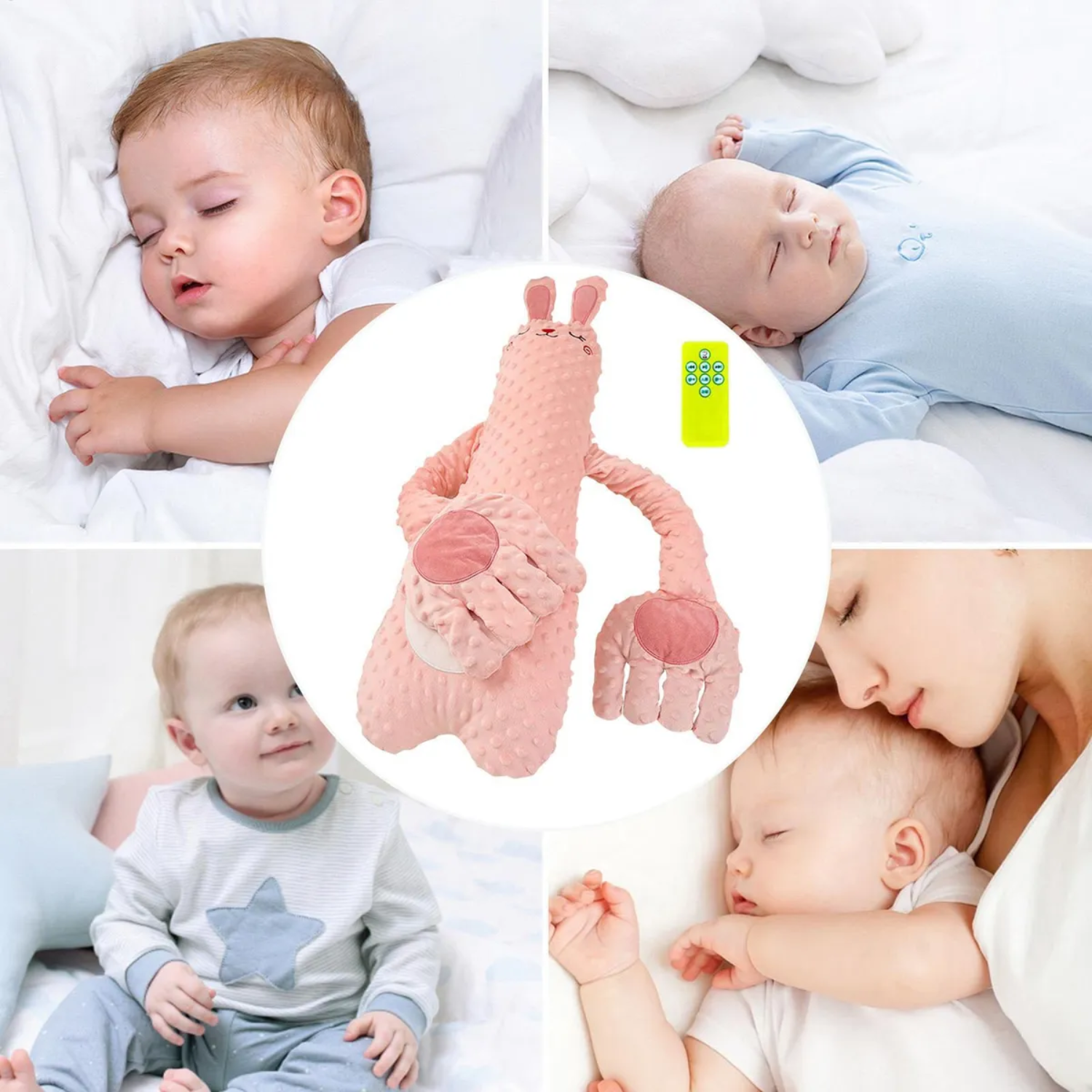 Smile Baby Remote-Controlled Bunny Hug Pillow for Babies – Soothing Plush Toy