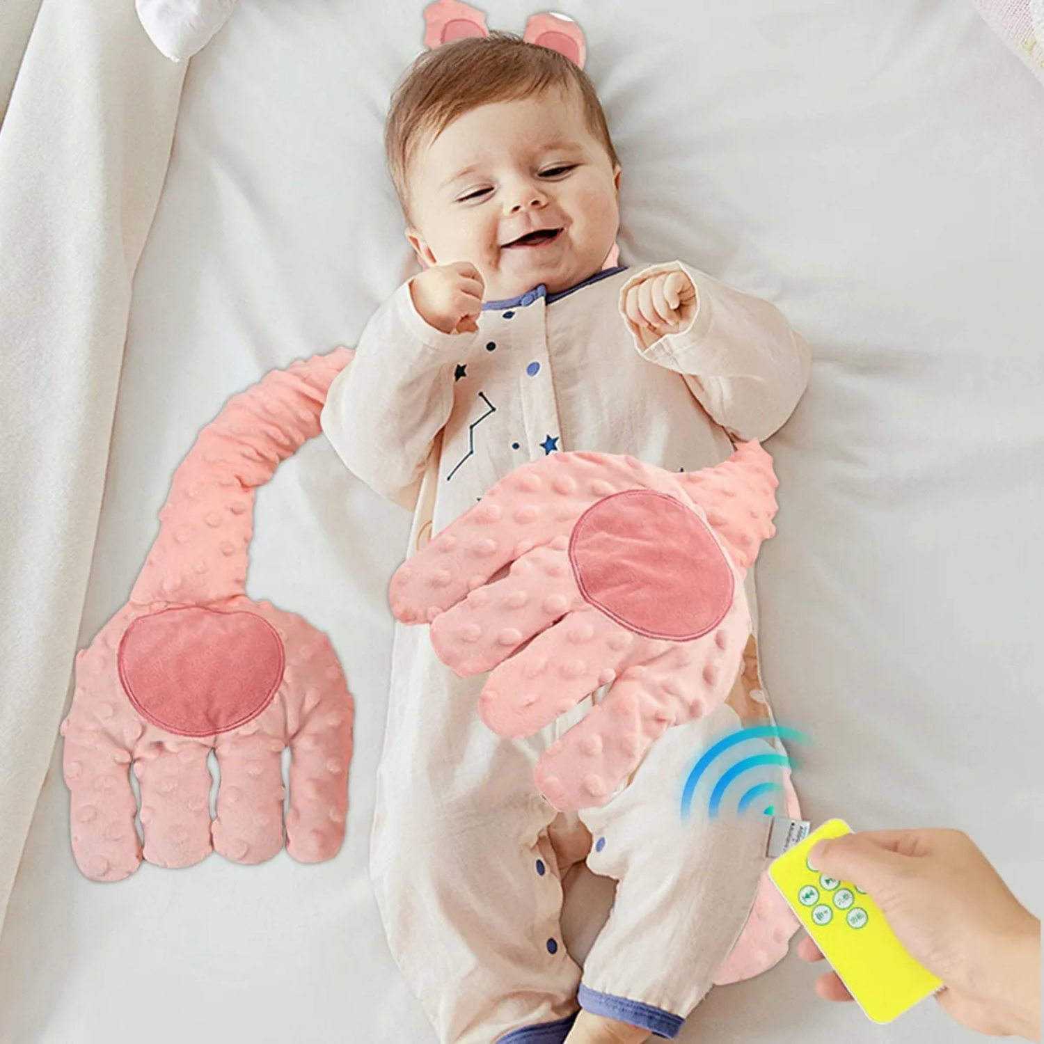Smile Baby Remote-Controlled Bunny Hug Pillow for Babies – Soothing Plush Toy