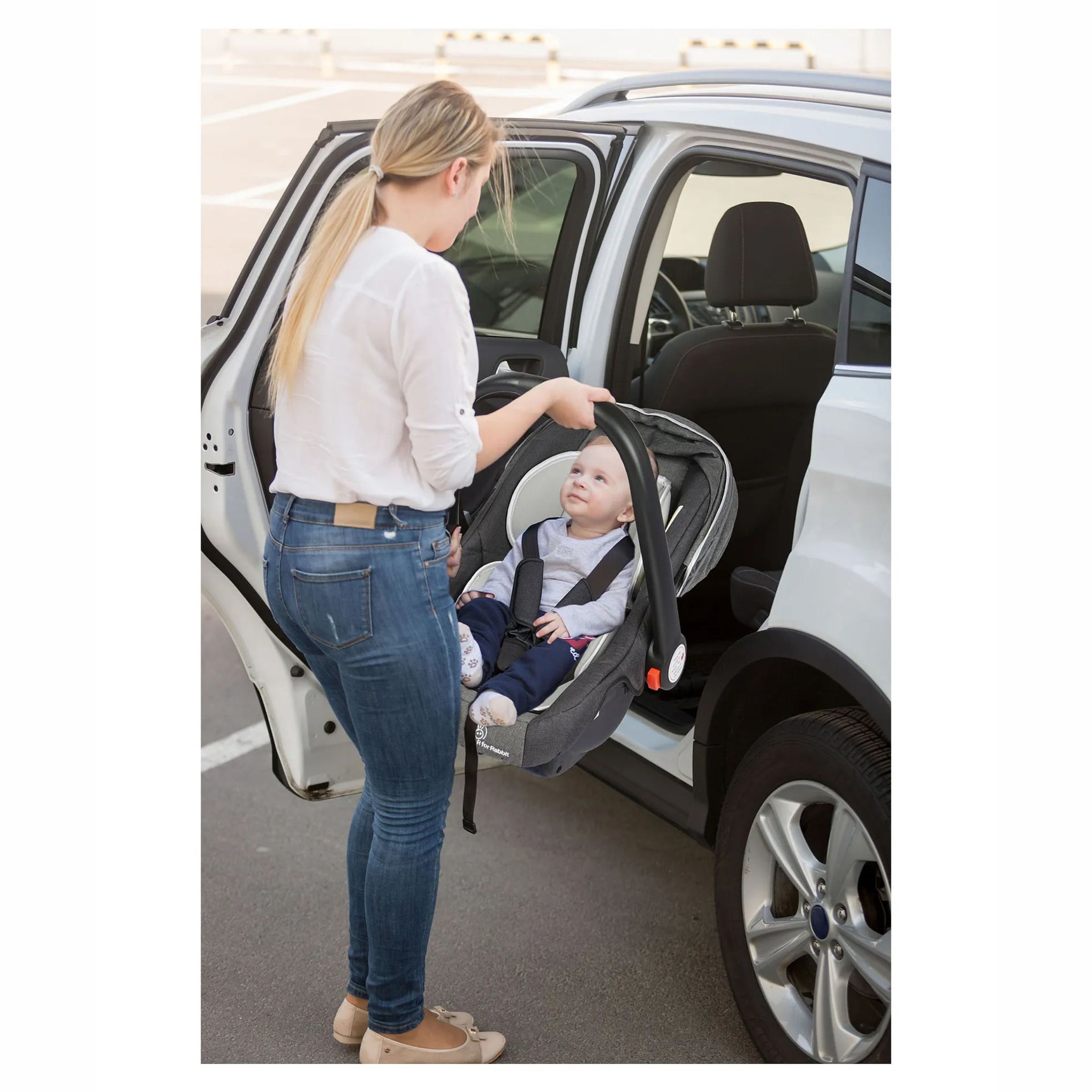 R for Rabbit Picaboo Baby Carry Cot, 4 in 1 Multi Purpose Kids Carry Cot, Infant Car Seat, Rocker for Infant Babies of 0 to 15 Months & Weight Capacity Upto 13 Kgs (Grey Black)