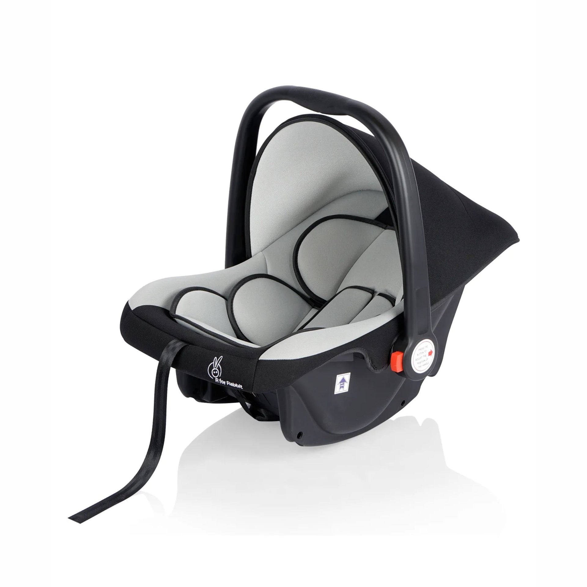 R for Rabbit Picaboo Baby Carry Cot, 4 in 1 Multi Purpose Kids Carry Cot, Infant Car Seat, Rocker for Infant Babies of 0 to 15 Months & Weight Capacity Upto 13 Kgs (Grey Black)
