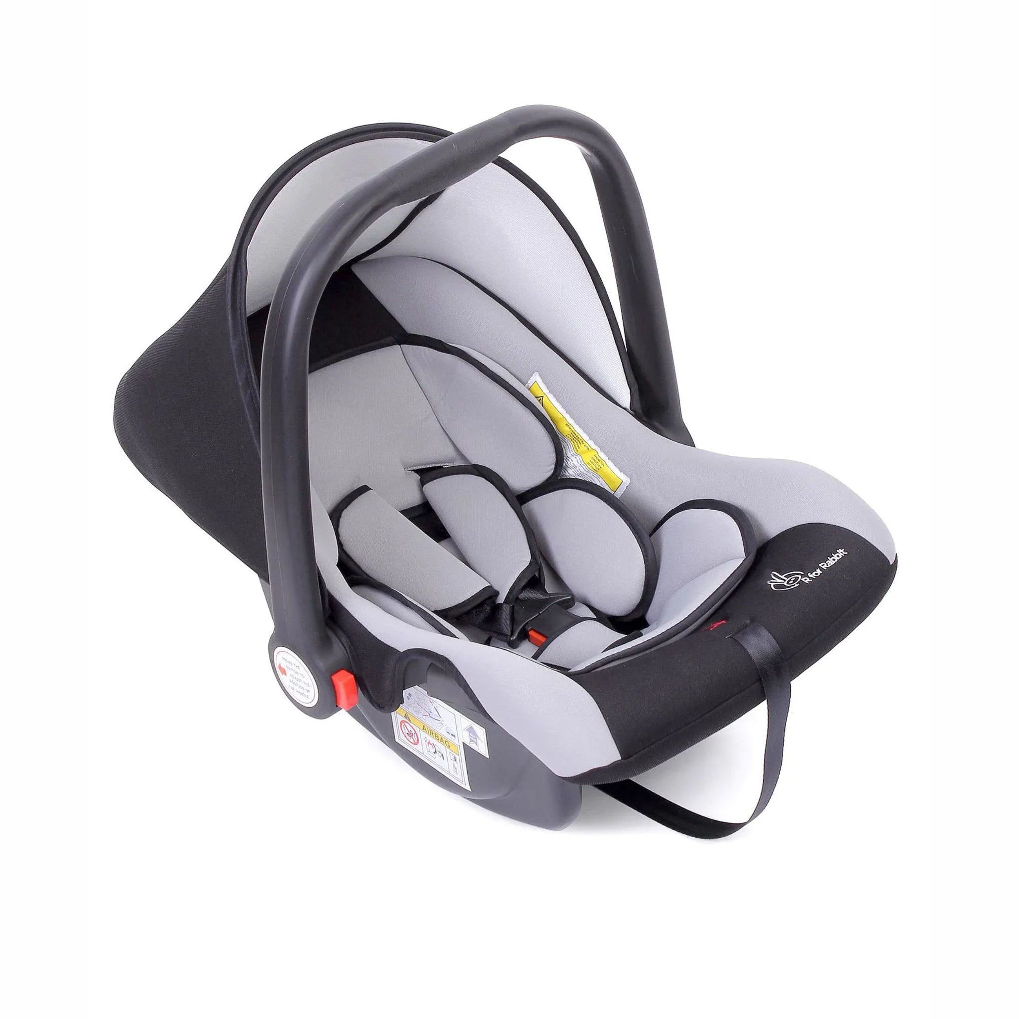 R for Rabbit Picaboo Baby Carry Cot, 4 in 1 Multi Purpose Kids Carry Cot, Infant Car Seat, Rocker for Infant Babies of 0 to 15 Months & Weight Capacity Upto 13 Kgs (Grey Black)