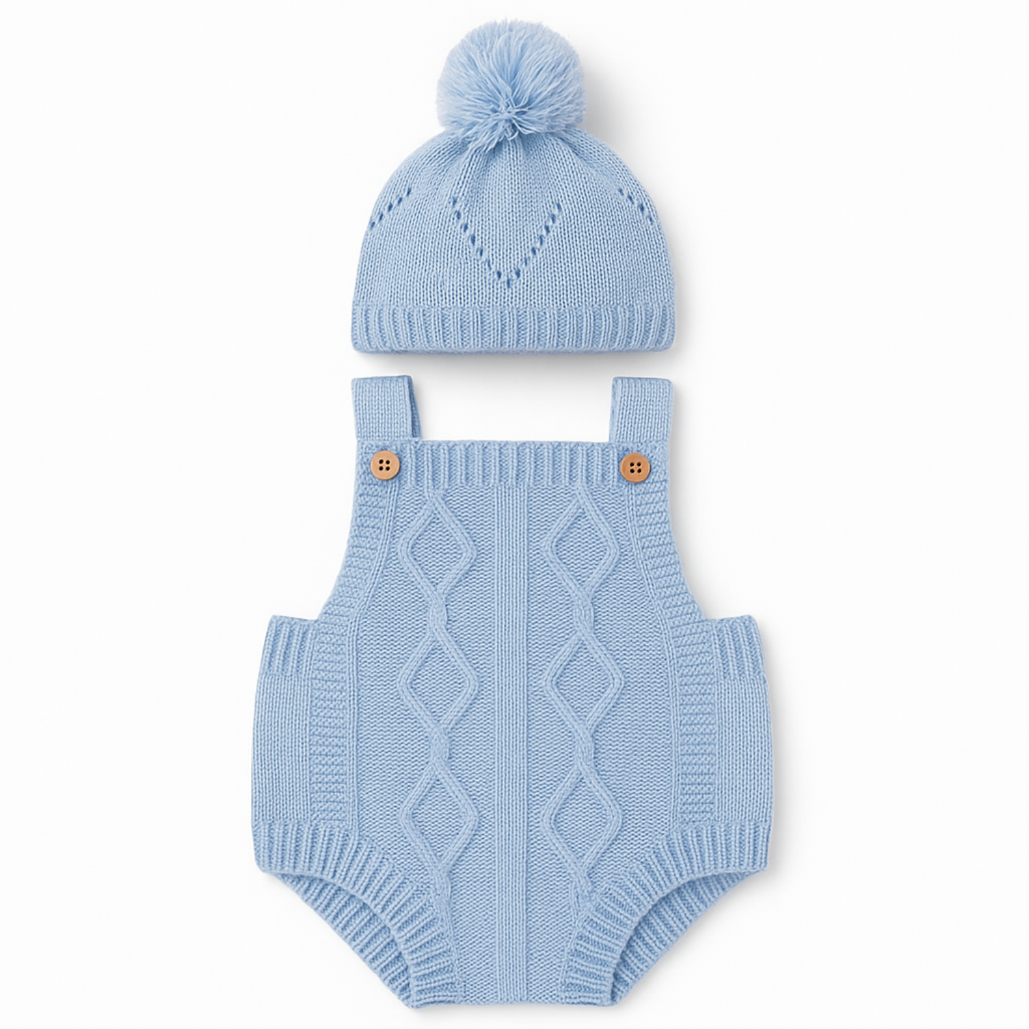 Smile Baby Soft Woollen Romper with Cap – Hand-Knitted Winterwear | 0–6 Months | 4 Colors