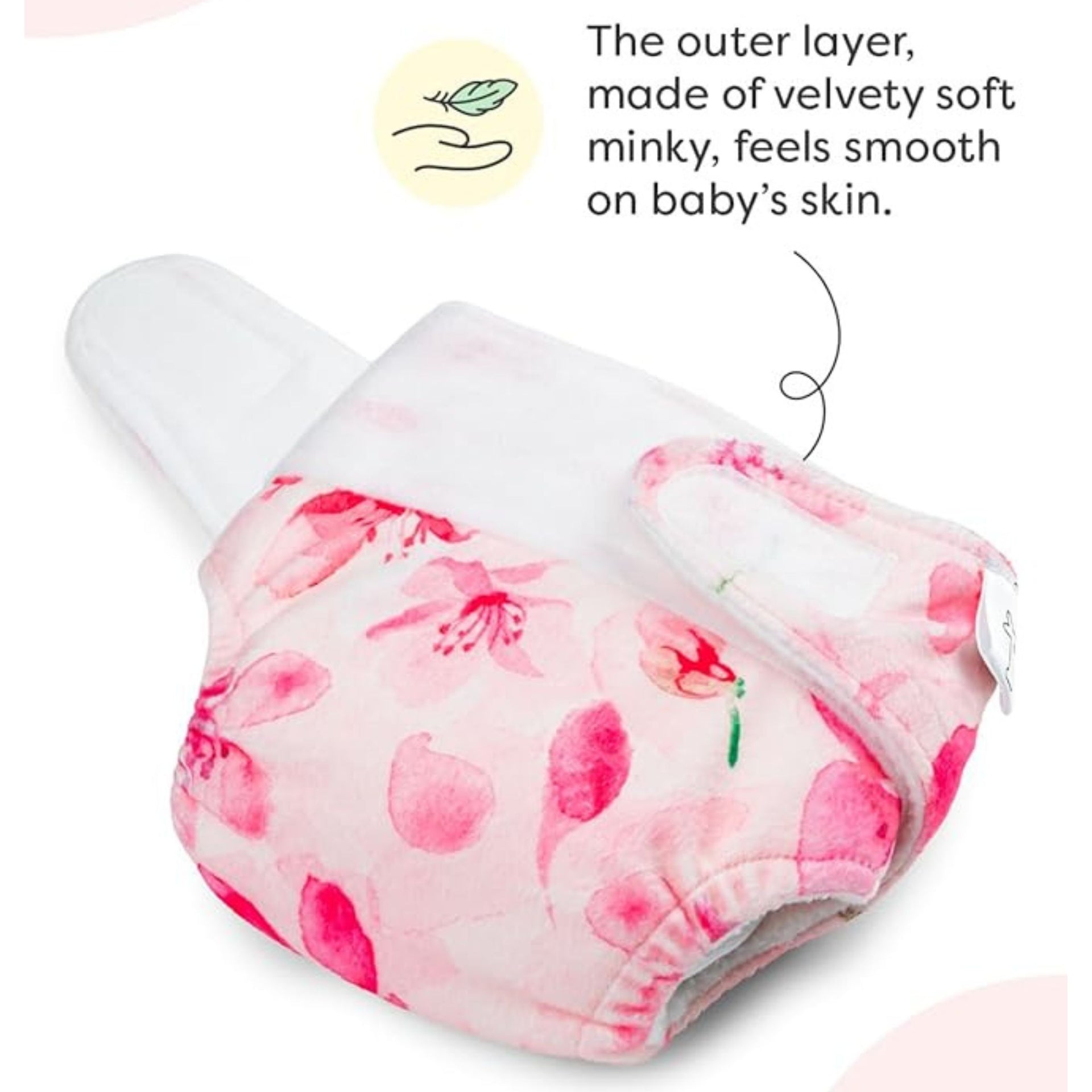 SuperBottoms Cherry Blossom Reusable Cloth Diaper with Absorbent Inserts | Adjustable, Washable & Leak-Proof Baby Diaper