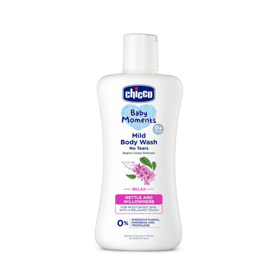 Chicco Baby Moments Mild Gel Body Wash - Relax, 200Ml & 500ML | With Nettle & Willowherb | No Tears Formula With Natural Ingredients For Moisturized Skin|Phenoxyethanol, Parabens & Lauryl Sulphates Free