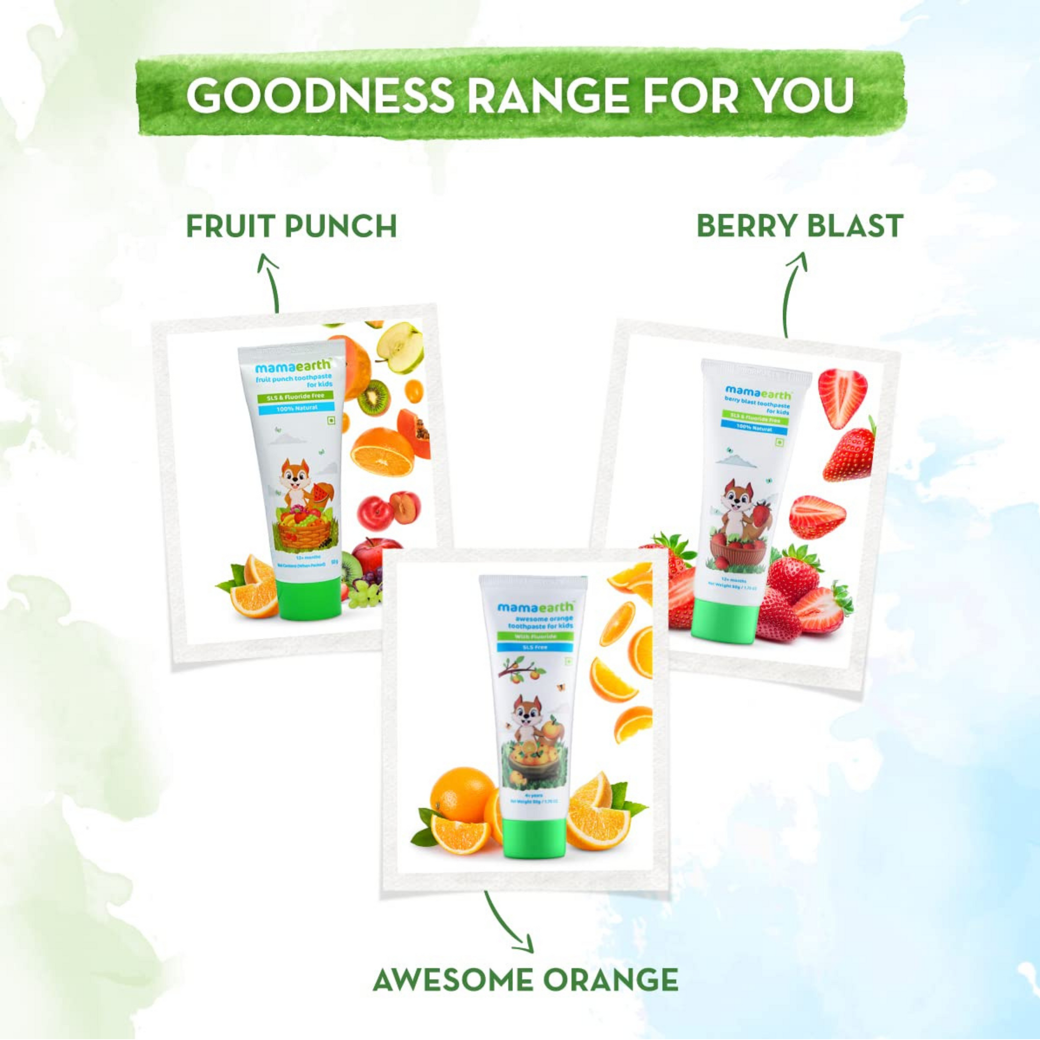Mamaearth Fruit Punch Toothpaste - 50g | Infused with Sorbitol, Silica & Glycerin | Promotes Healthy Teeth & Gums, Free from Fluoride & SLS, 100% Natural