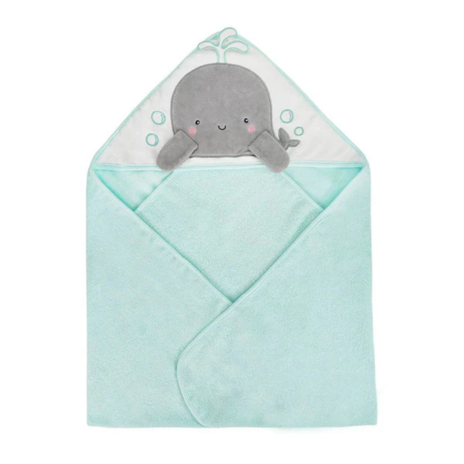 Sunnozy Ultra Soft Baby Hooded Bath Towel (76 × 76 CM) – Highly Absorbent, Gentle on Baby Skin, Cute Whale Hood Design, Premium Baby Towel