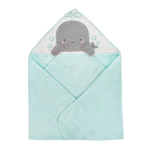 Sunnozy Ultra Soft Baby Hooded Bath Towel (76 × 76 CM) – Highly Absorbent, Gentle on Baby Skin, Cute Whale Hood Design, Premium Baby Towel