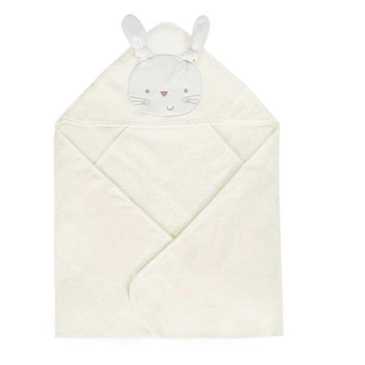 Sunnozy Ultra Soft Baby Hooded Bath Towel (76 × 76 CM) – Highly Absorbent, Gentle on Baby Skin, Cute Bunny Hood Design, Premium Baby Bath Towel