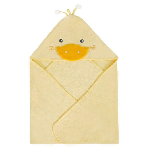 Sunnozy Ultra Soft Baby Hooded Bath Towel (76 × 76 CM) – Highly Absorbent, Gentle on Baby Skin, Cute Duck Hood Design, Premium Baby Bath Towel
