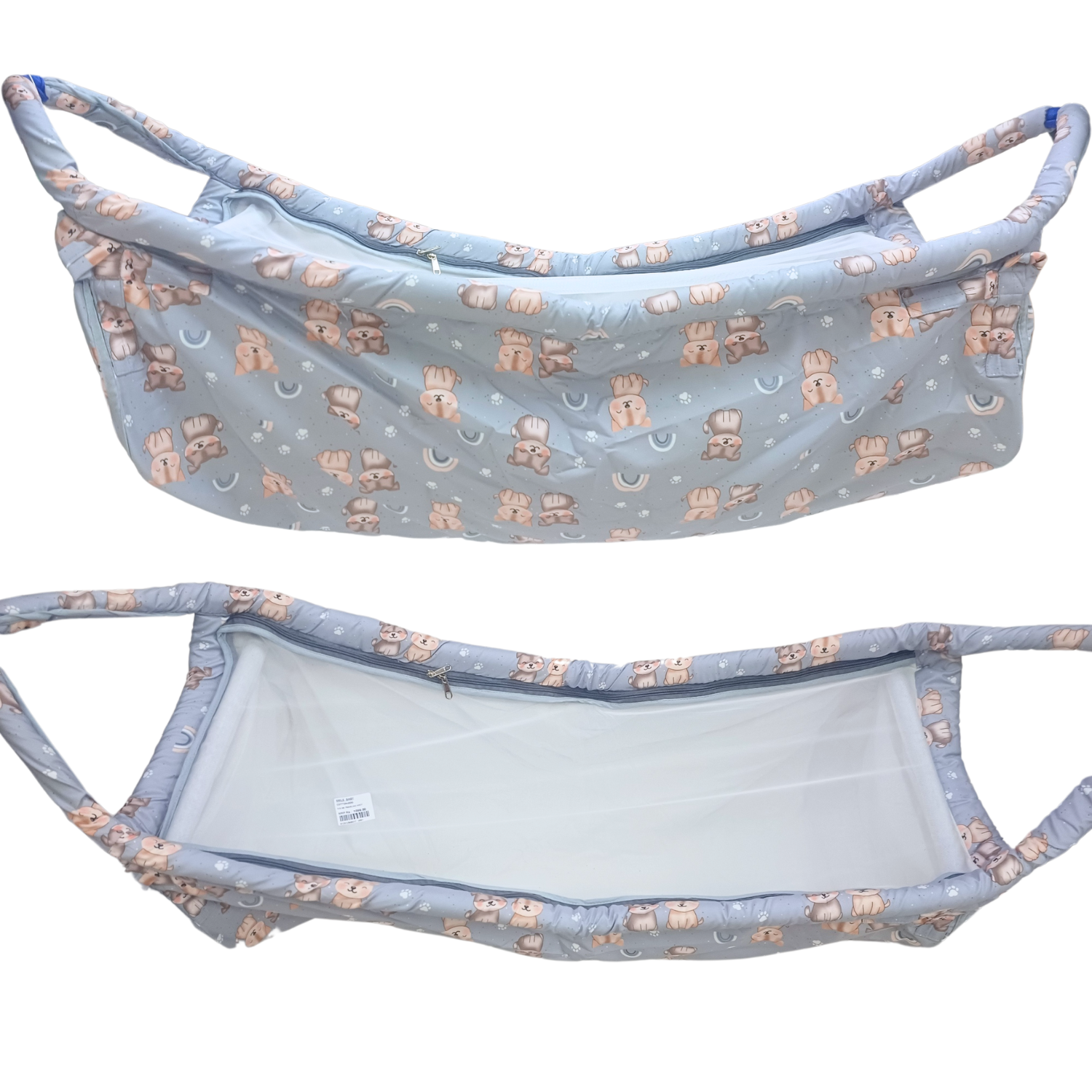 Smile Baby Traveling Khoya Cradle – Portable Baby Hammock for Home, Car & Travel (Cotton Dog Print – Sky Grey)