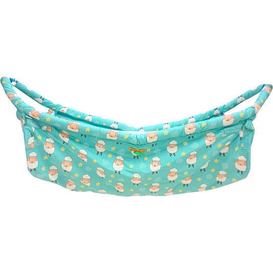 Smile Baby Traveling Khoya Cradle – Portable Baby Hammock for Home, Car & Travel (Cotton Sheep Print – Aqua Green)
