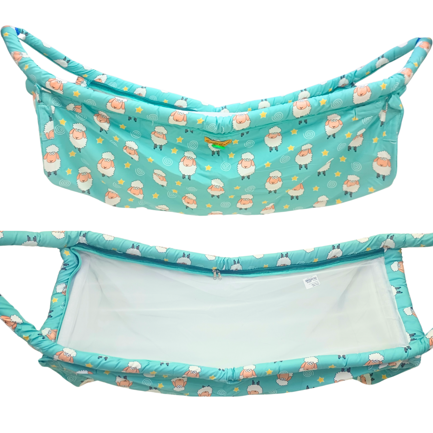 Smile Baby Traveling Khoya Cradle – Portable Baby Hammock for Home, Car & Travel (Cotton Sheep Print – Aqua Green)