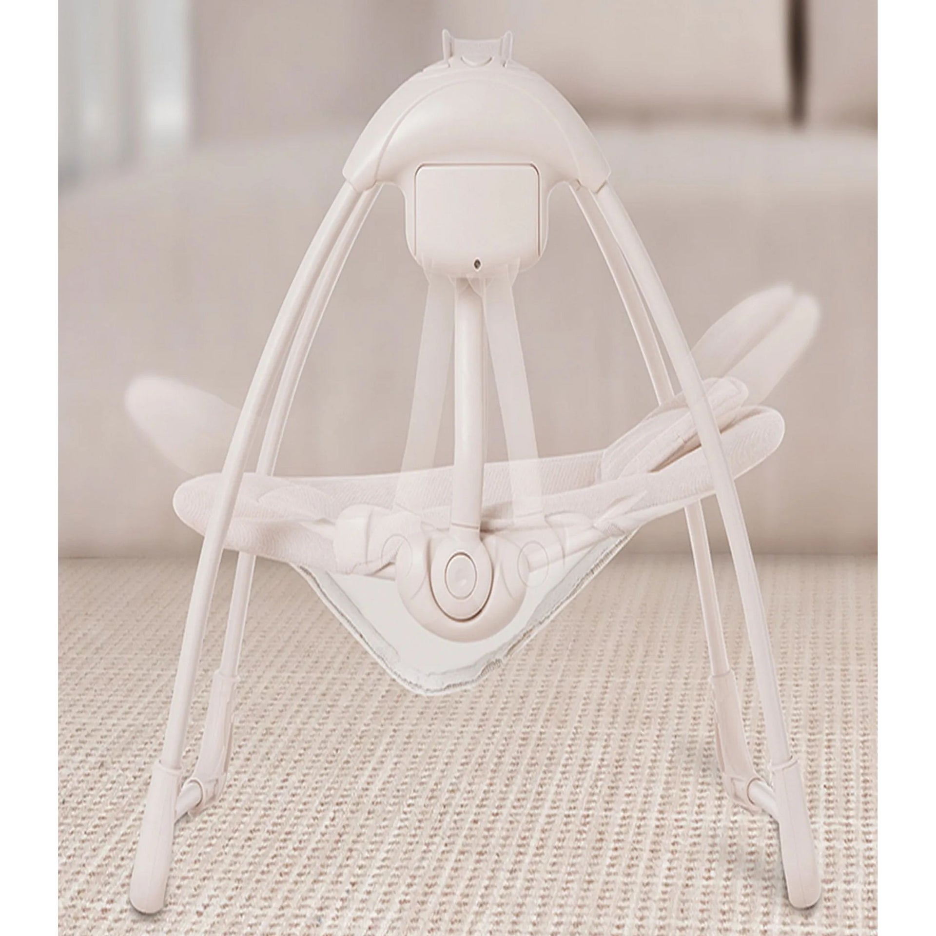 Mastela Deluxe Portable Baby Swing | Birth+ to 6 Months | Compact Foldable Infant Swing with Reclining Seat, Toy Bar, Safety Harness & Soft Cushion | Available in Grey & Cream