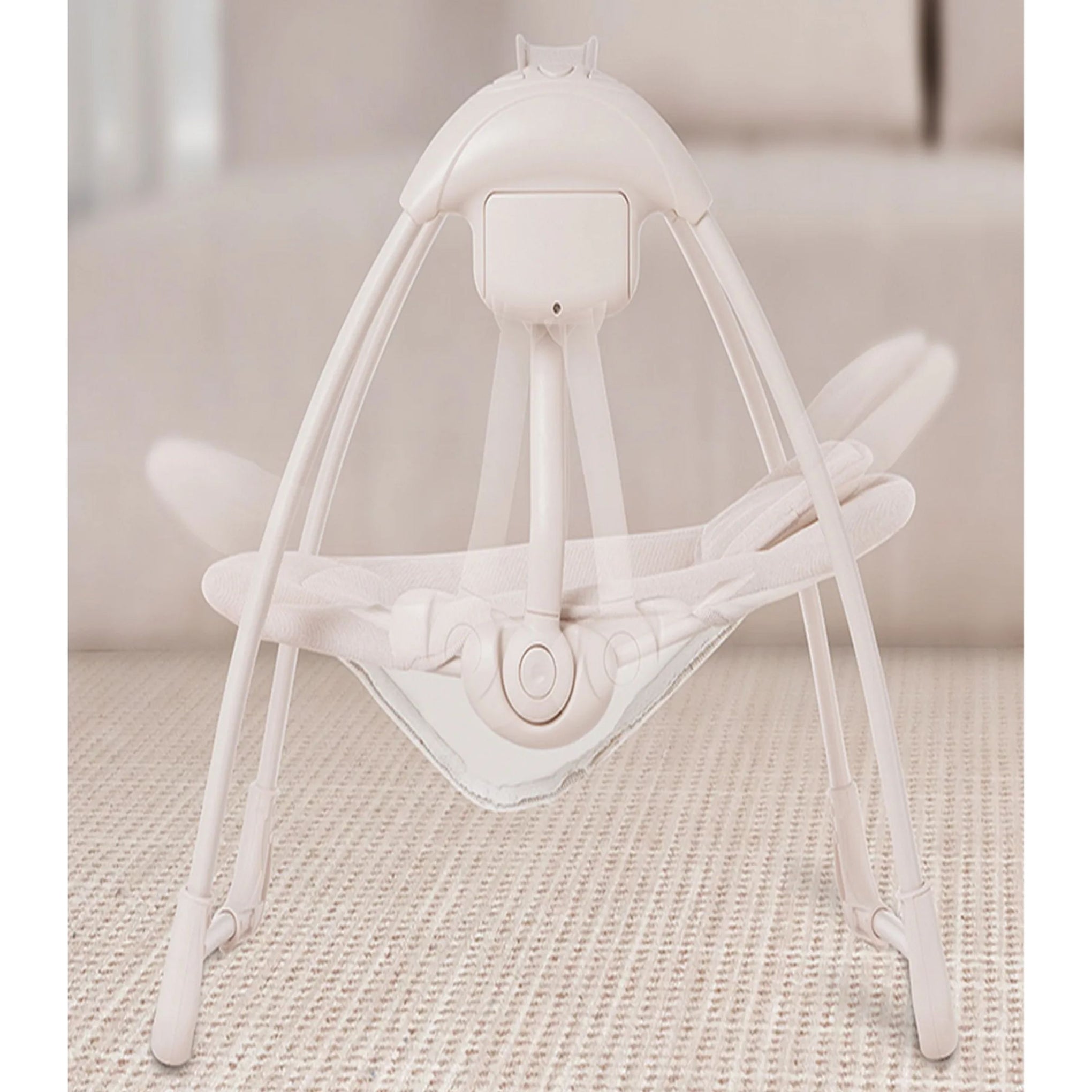 Mastela Deluxe Portable Baby Swing | Birth+ to 6 Months | Compact Foldable Infant Swing with Reclining Seat, Toy Bar, Safety Harness & Soft Cushion | Available in Grey & Cream