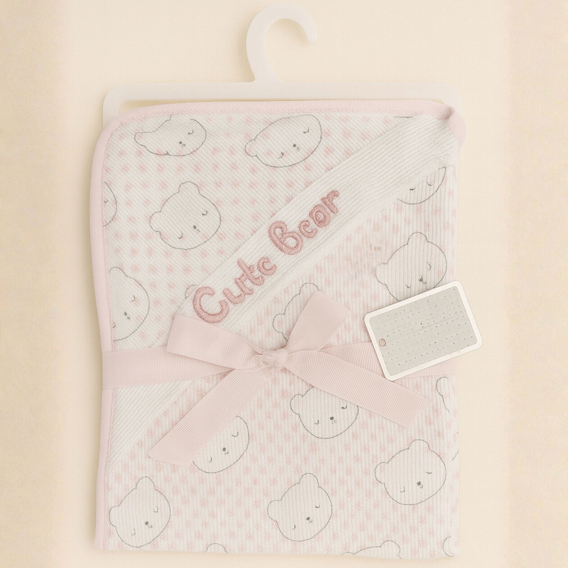 SUNNOZY Cute Bear Hooded Baby Blanket | Soft Cotton Swaddle Wrap for Newborn to 1 Year | Cozy Sleep Blanket with Ears | 75x100 cm | Available in Blue & Pink