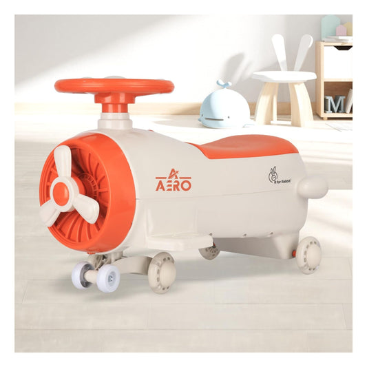 R for Rabbit Iya Iya Aero Kids Swing Car, Scratch Free PU LED Wheels with ABEC7 Bearing, Baby Ride on Magic Toy Panda Car for 2+ Years Boys & Girls, Upto 75 Kgs (Cream Orange)