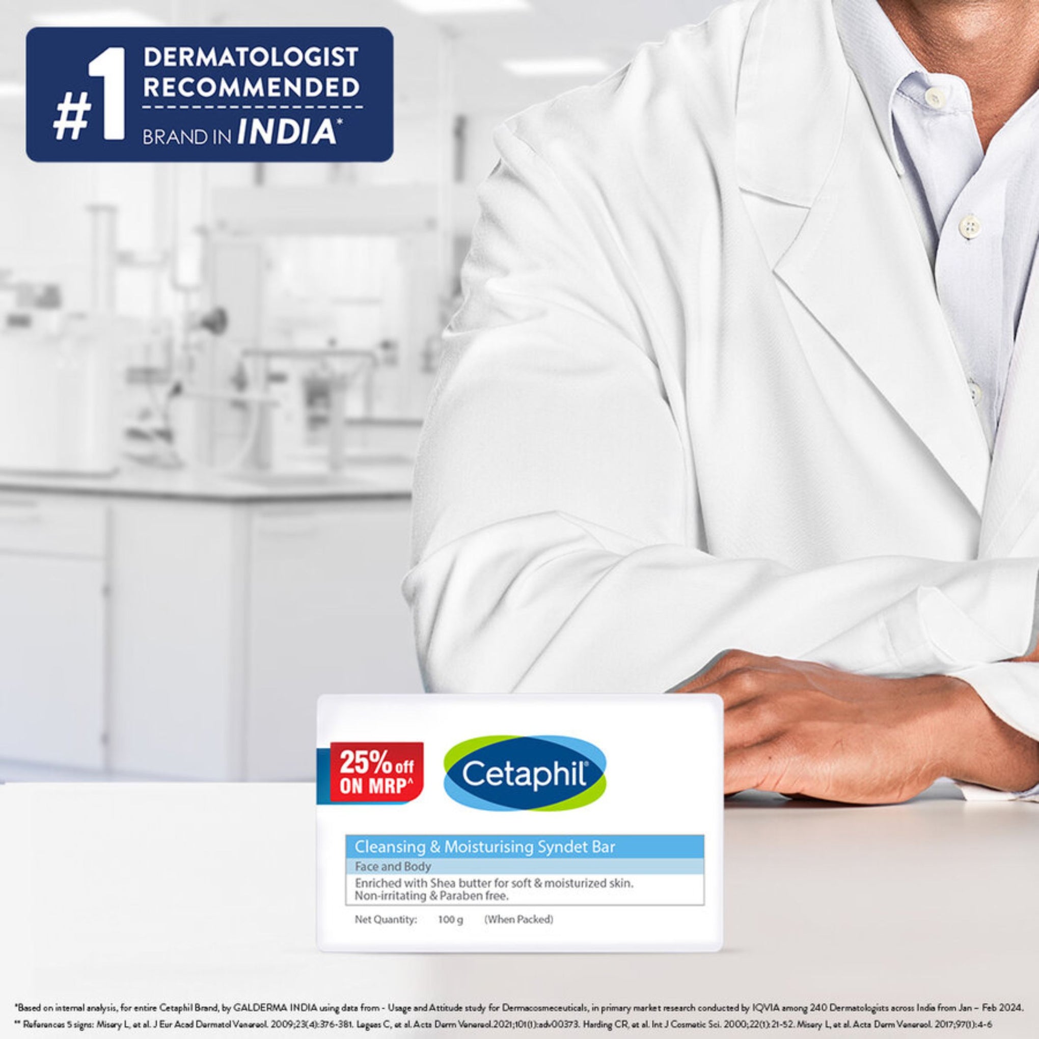 Cetaphil Cleansing & Moisturising Syndet Bar | CETAPHIL ADLT SOAP | 100GM & 75gm