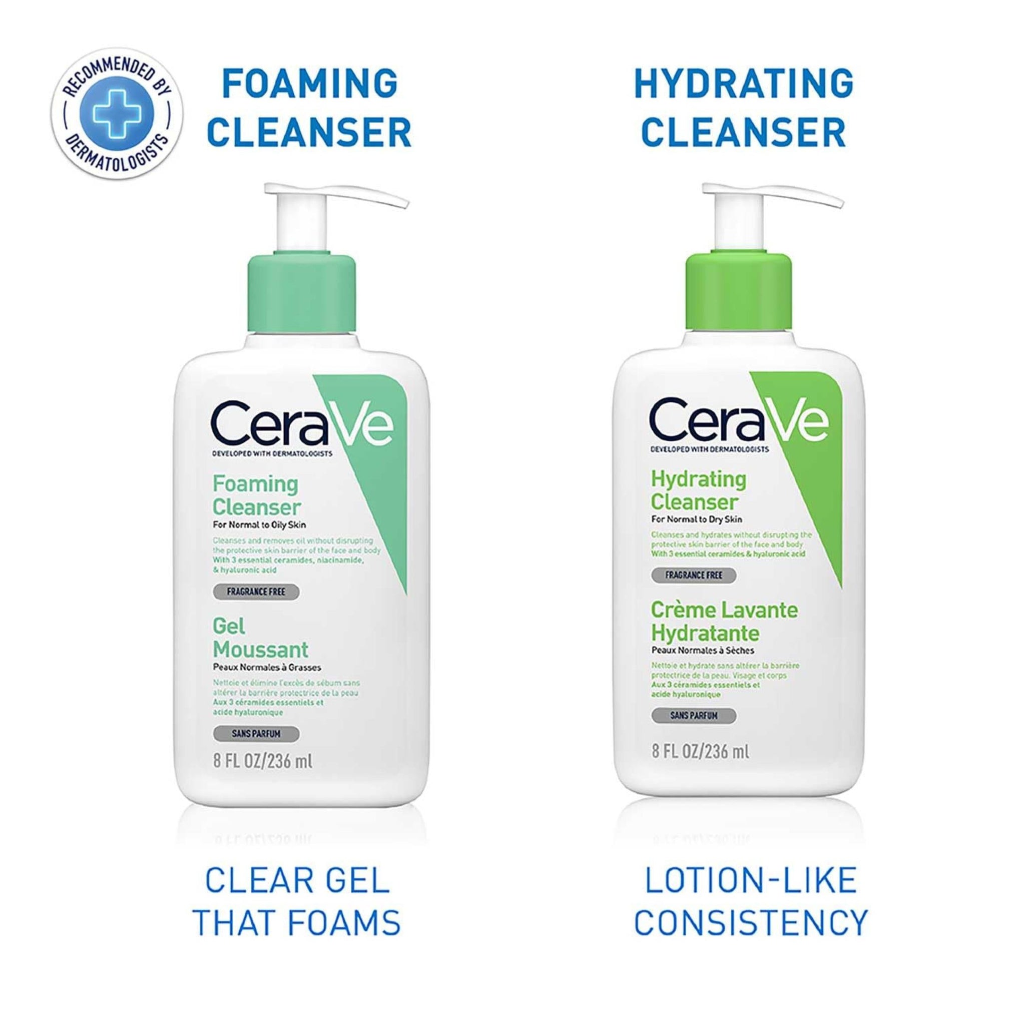 CERAVE FACE WASH GEL MOUSSANT 236ML | Non-Comedogenic And Fragrance-Free Cleansers For Acne-Prone Skin