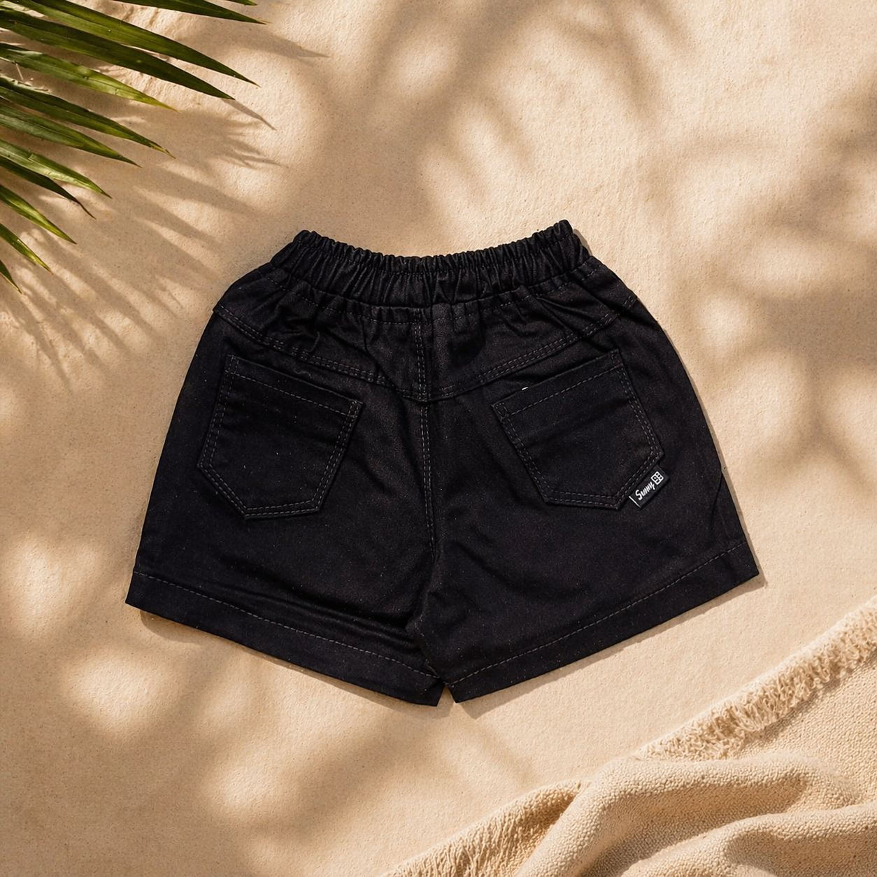 Smile Baby Infant Boys Black Cotton Shorts – Soft Elastic Waist Summer Shorts (3M-18M)