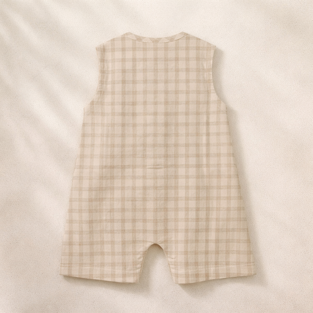 NUM NUM Newborn Baby Cotton Sleeveless Romper (NB–18M) | Cream
