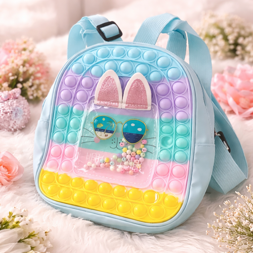 SMILE BABY Pop-It Bunny Backpack for Kids | Cute Pastel School Bag