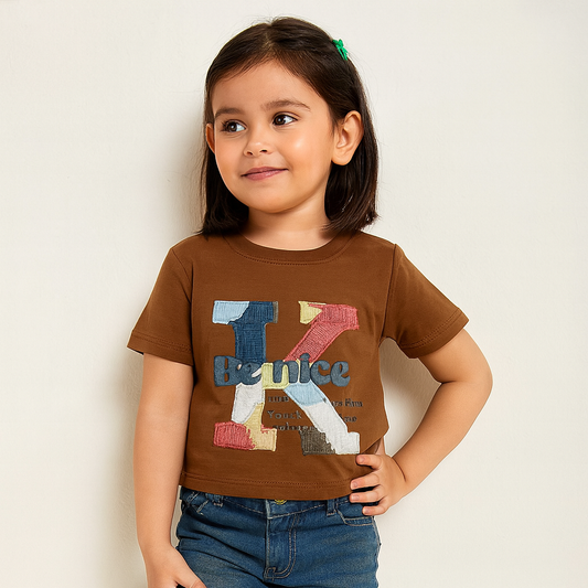 Smile Baby Brown “Be Nice” Graphic T-Shirt for Boys & Girls | Age 4–14Years
