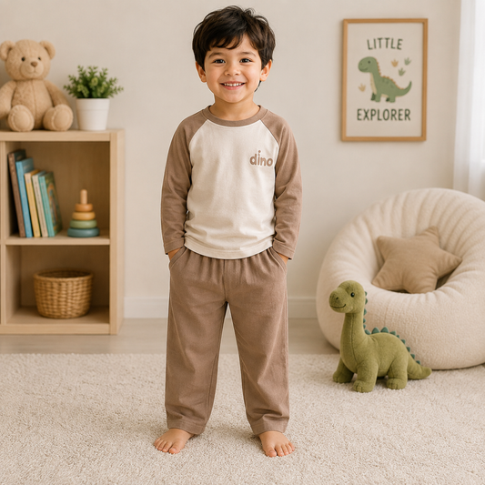 Smile Baby boys fawn dino night suit full sleeve front view for kids 1Y to 10Y