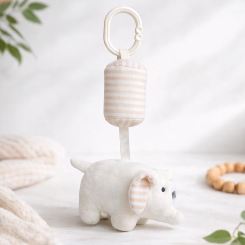 Elephant Hanging Plush Toy for Babies | Soft Crib & Stroller Hanging Toy | Nursery Toy for Newborn & Infant (0–12 Months) | White / Blue / Pink