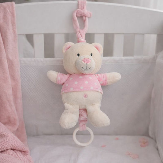 Soft Plush Teddy Musical Pull Toy for Babies | Pull Ring Plays Music | Hanging Rattle with Teether | Newborn & Infant (0–12 Months)