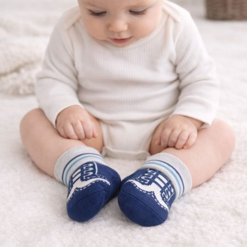 Baby Boys Winter Socks Set (Pack of 3 Pairs) | Soft Warm Anti-Slip Socks for Newborns & Infants | Cute Printed Socks for Boys (0–12 Months)
