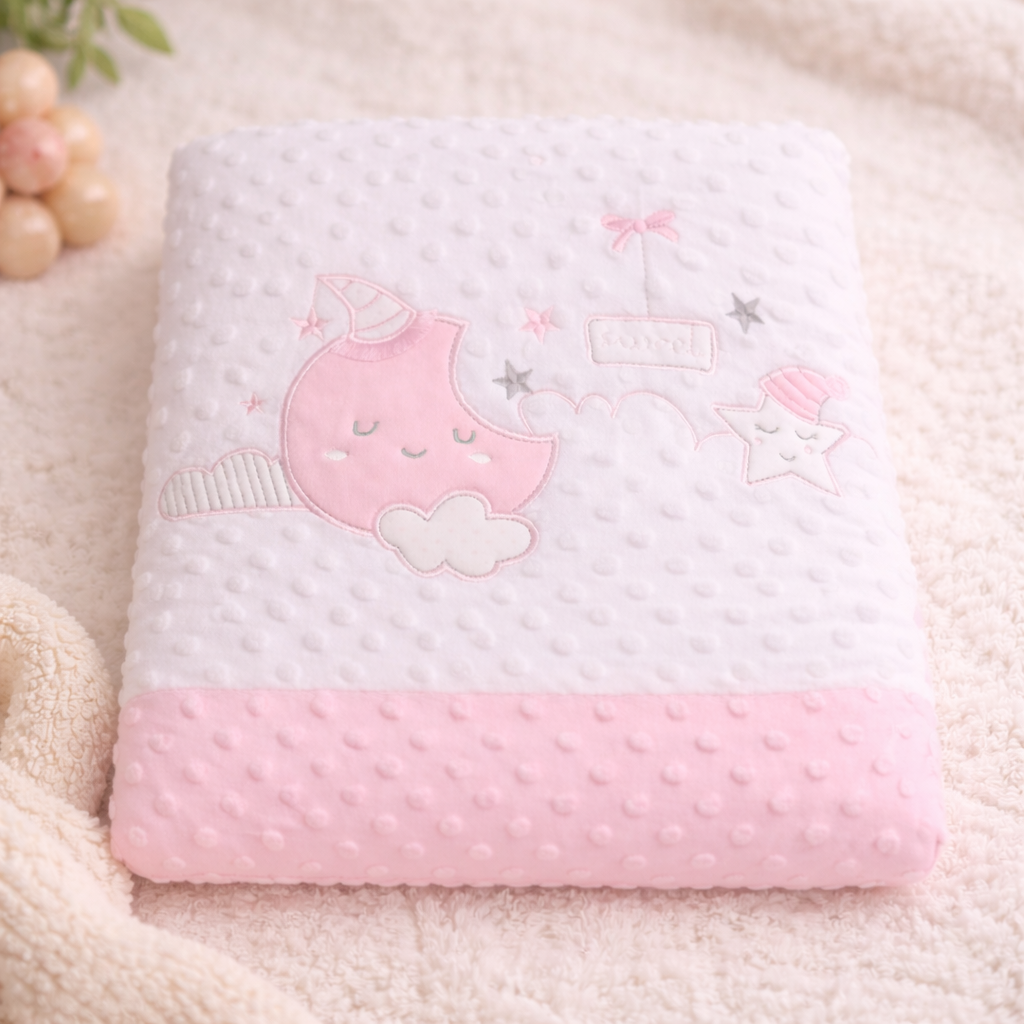 Smile Baby Newborn Soft Minky Blanket – Ultra-Soft Baby Blanket for Newborns (Pink & Blue)