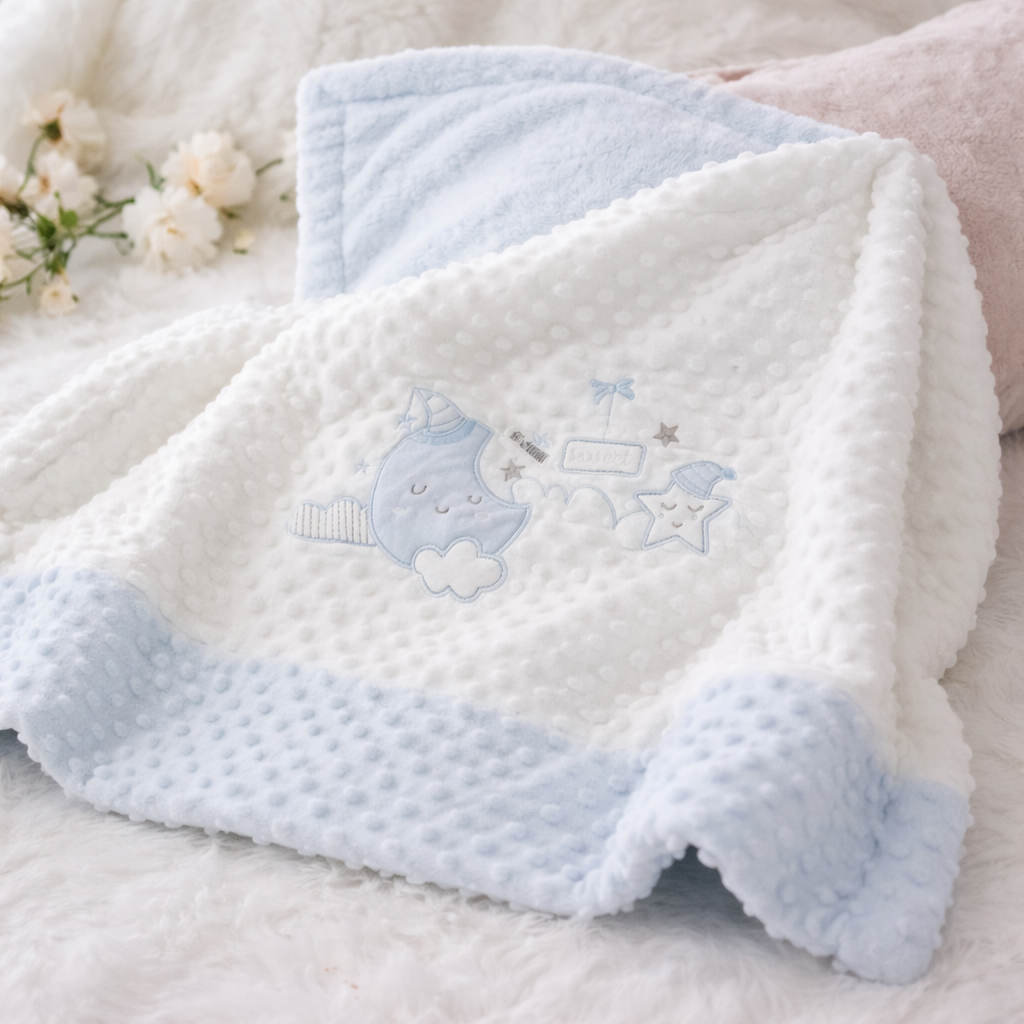 Smile Baby Newborn Soft Minky Blanket – Ultra-Soft Baby Blanket for Newborns (Pink & Blue)
