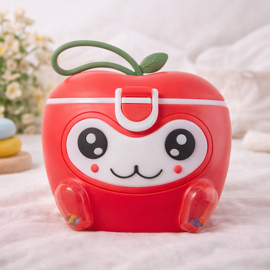 Smile Baby Apple-Shaped Milk Container | Cute & Portable Baby Formula Storage Box | Pink, Red & Green