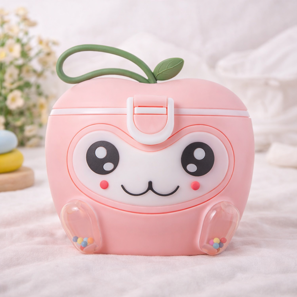 Smile Baby Apple-Shaped Milk Container | Cute & Portable Baby Formula Storage Box | Pink, Red & Green